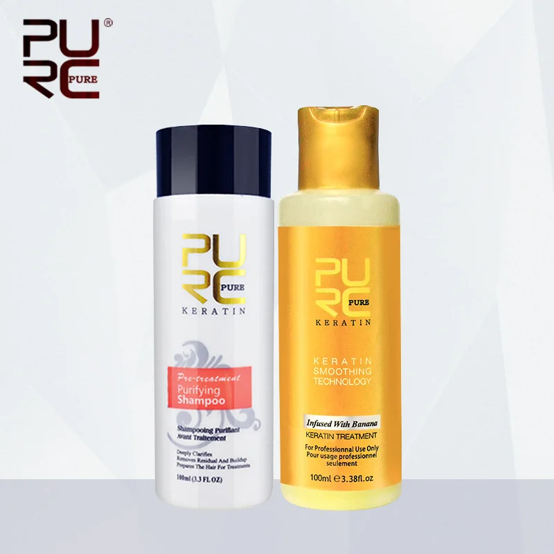 Hair Care Keratin Shampoo - PURC-Juego de champú purificador y queratina