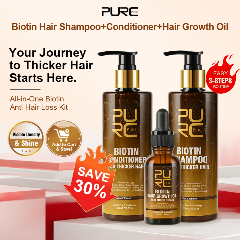 Hair Care Keratin Shampoo - PURC Biotina aceite para el crecimiento